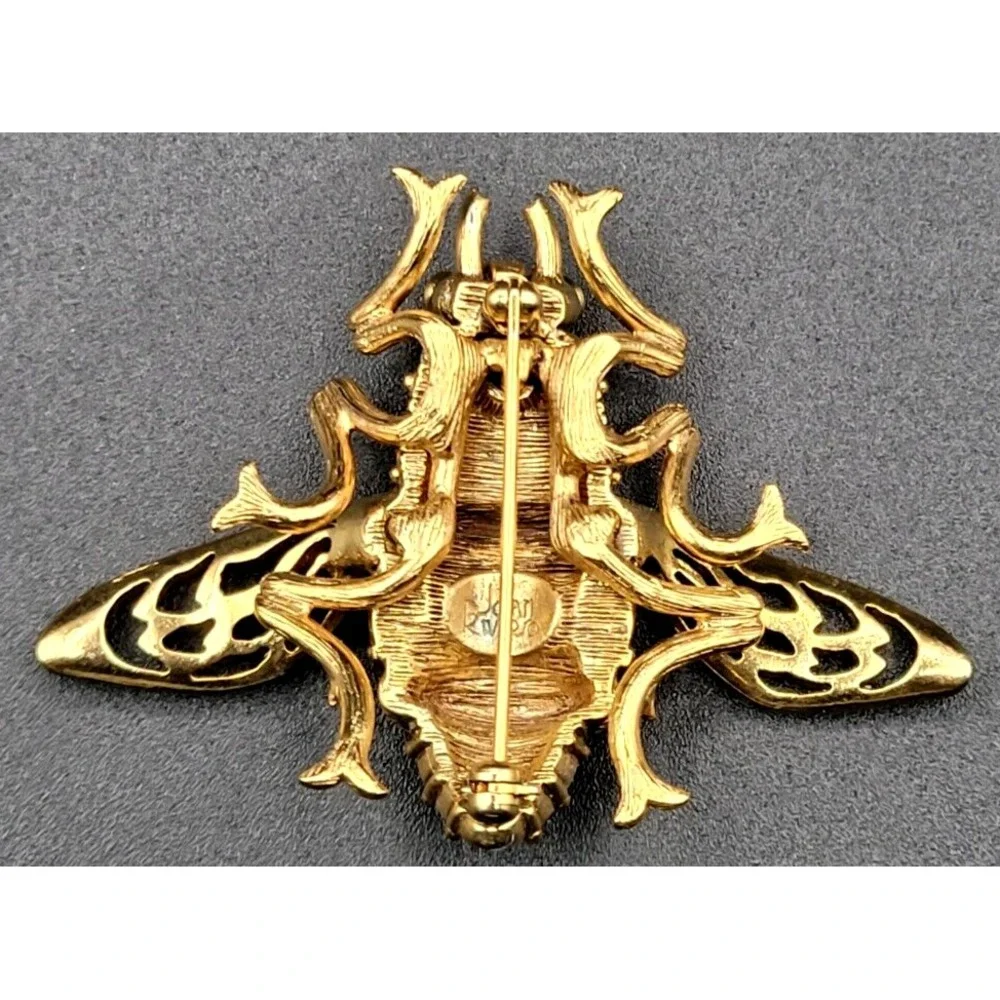 JOAN RIVERS BUMBLEBEE BROOCH‎ PIN MULTI-COLOR CRYSTAL SIGNED RED ORANGE RED EYES